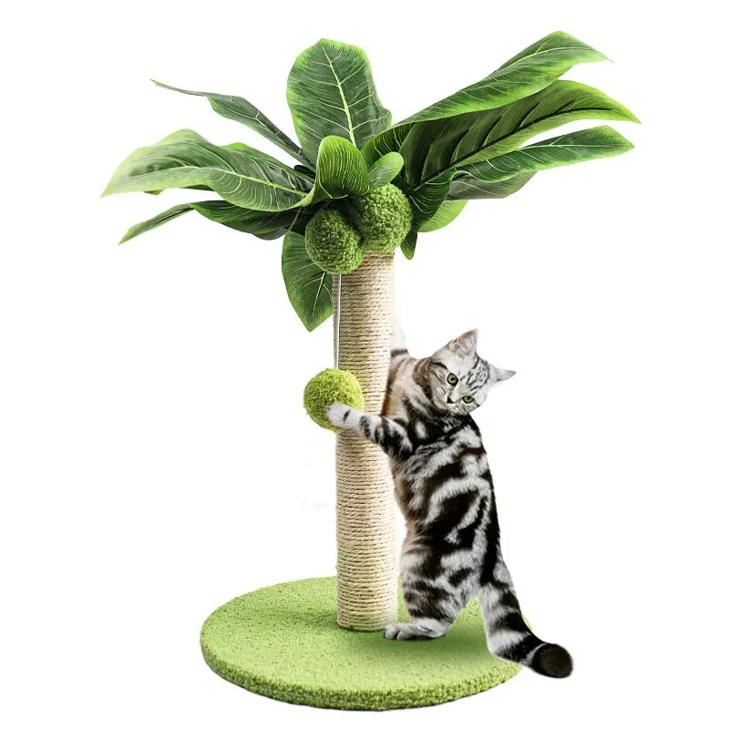 Griffoir palmier pour chat avec balle suspendue