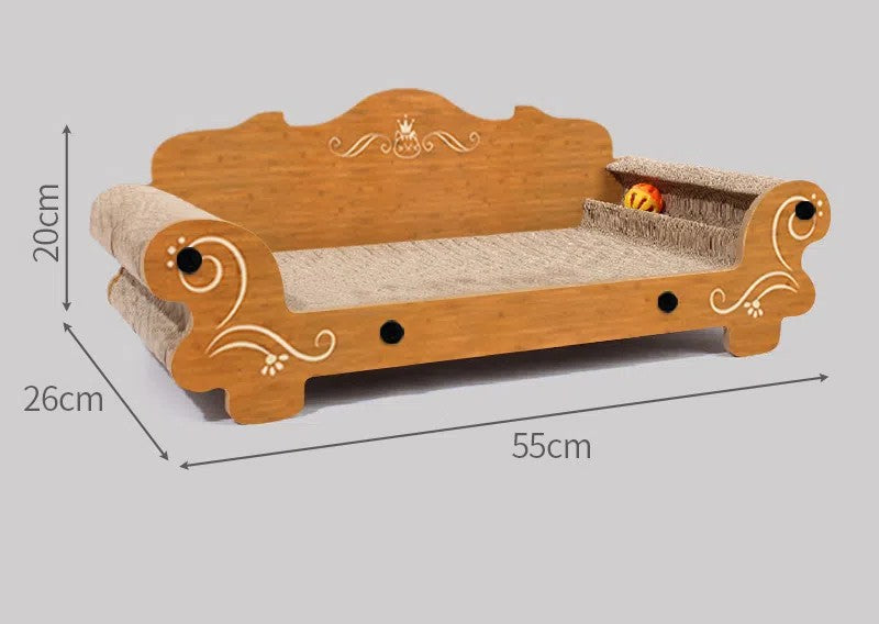 Lit canapé en bois pour chat avec griffoir en carton ondulé