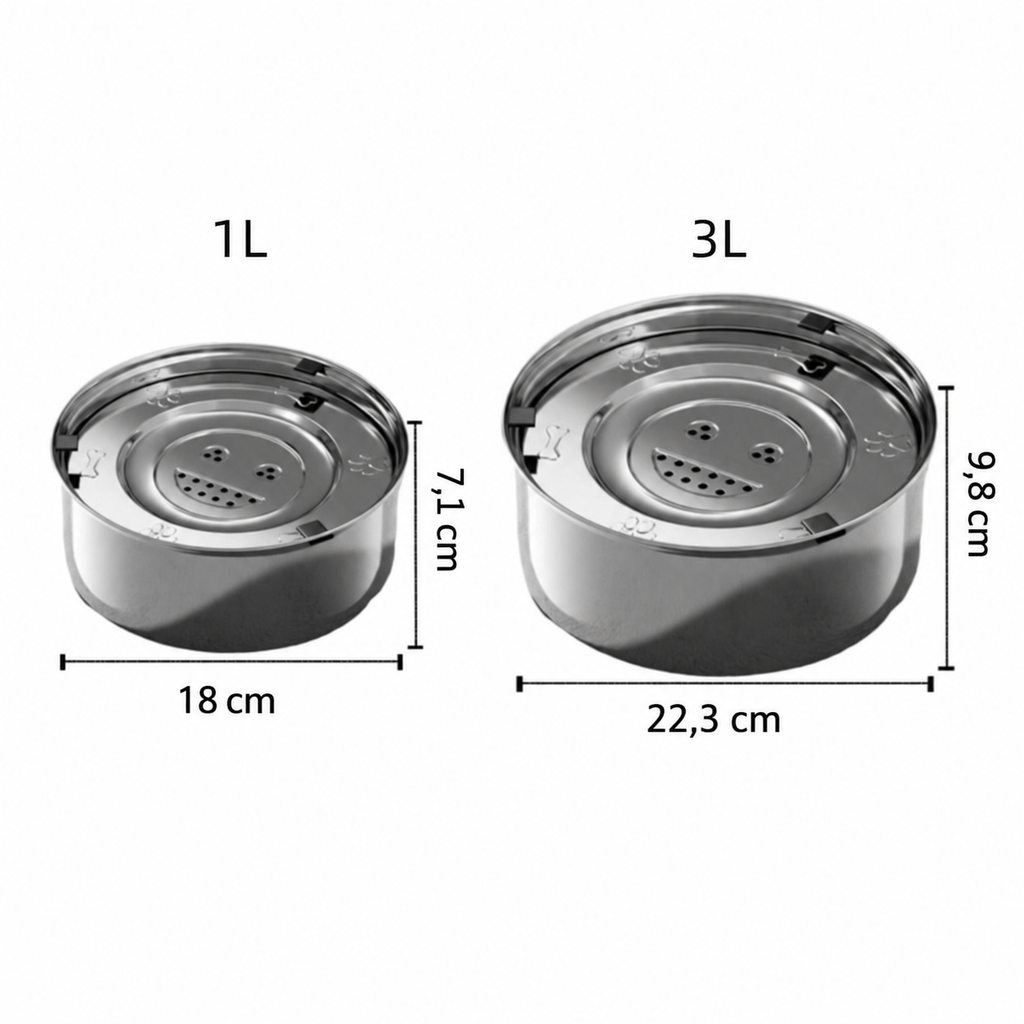 Bol à eau inox avec disque flottant - chien ou chat
