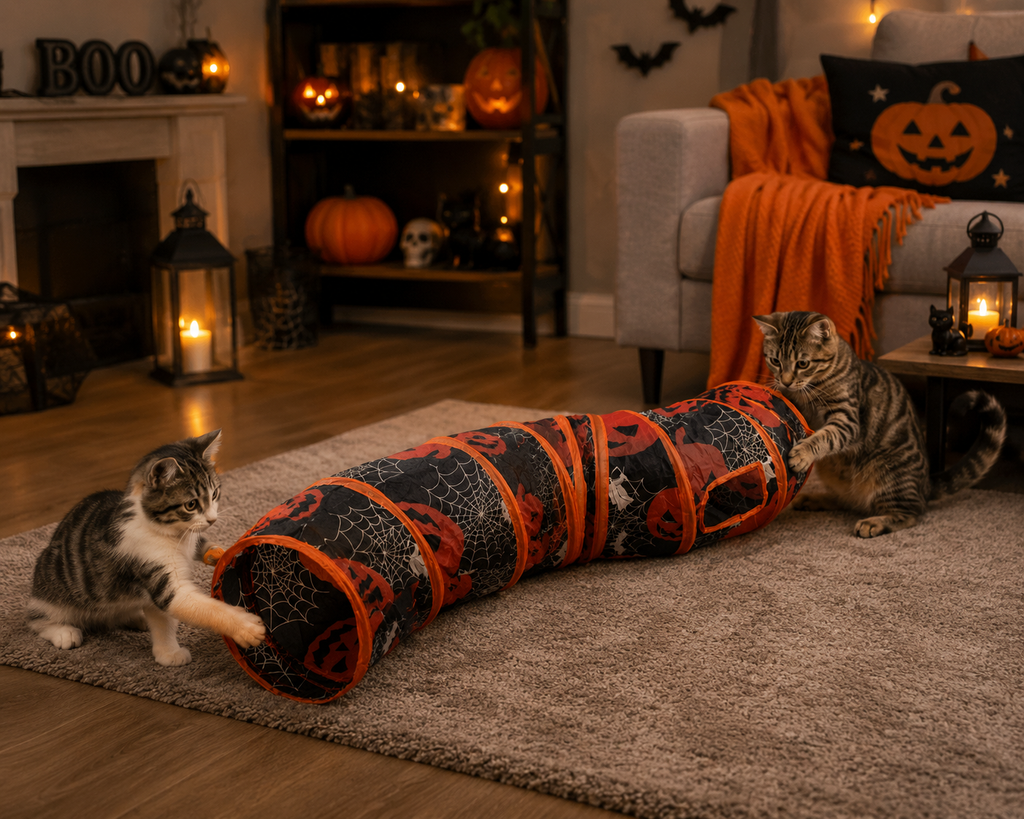 Tunnel Halloween pliable - chat