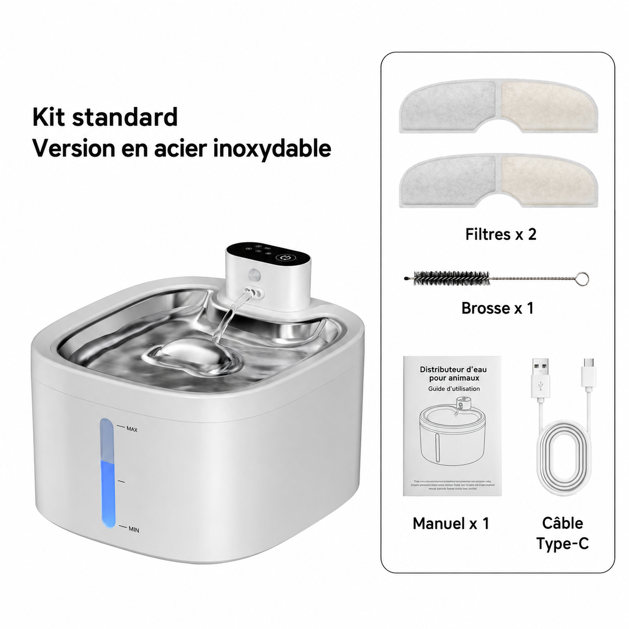 Fontaine à eau rechargeable 3,5 L - chien & chat
