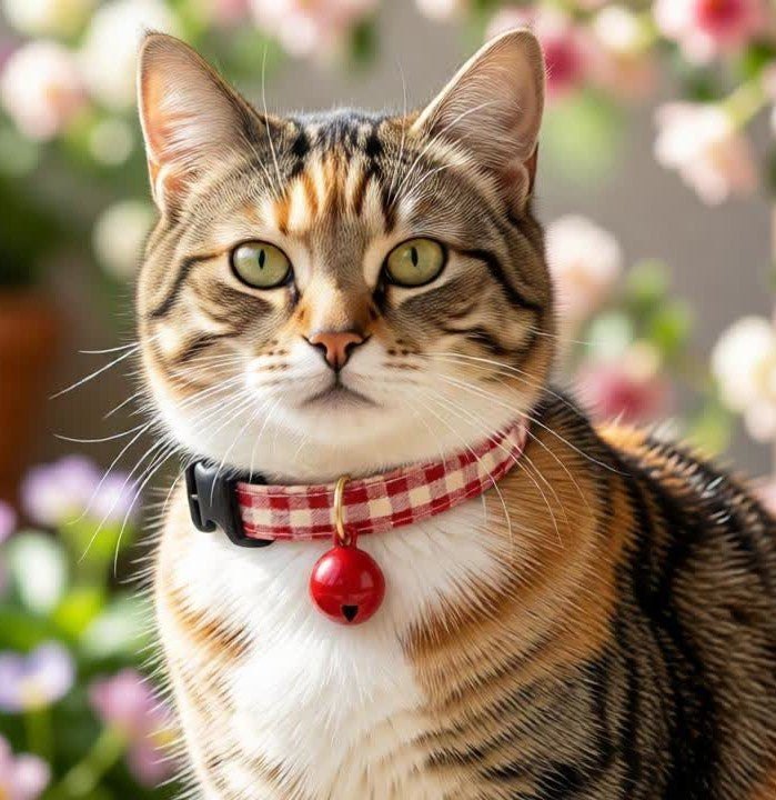 Collier rouge avec clochette - chaton et chat