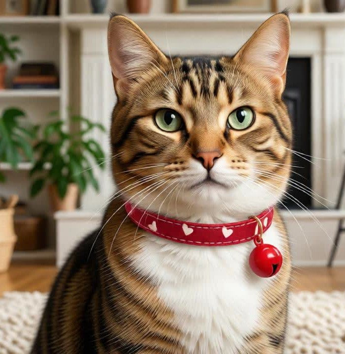 Collier rouge avec clochette - chaton et chat