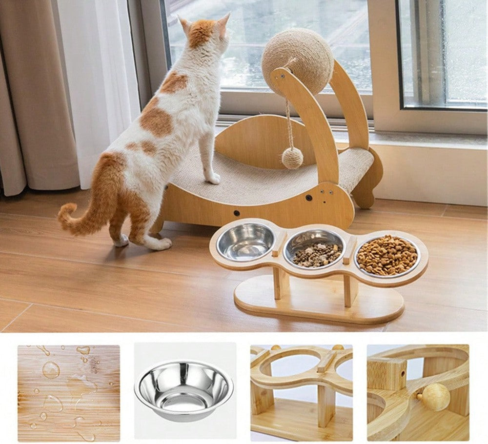 Gamelle surélevée 3 en 1 pour chat et petit chien