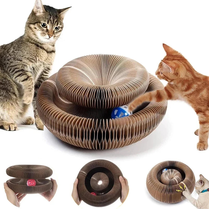 Griffoir rond pliable pour chat avec balle