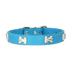 Collier en cuir motif os pour chien & chiot