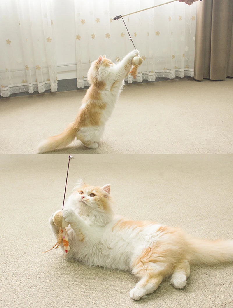 Baguette à plumes interactive pour chat