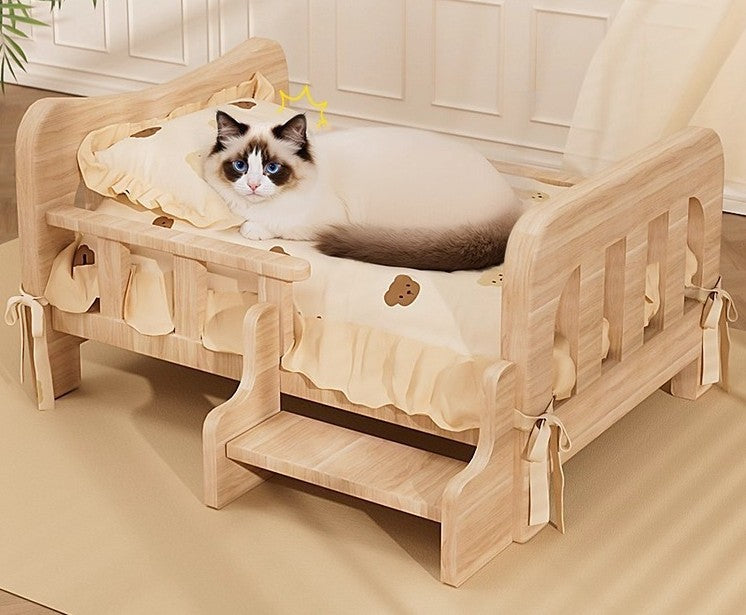 Lit en bois massif pour chien et chat toutes saisons