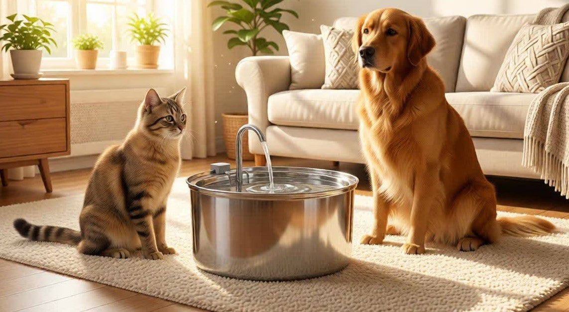 Fontaine à eau inox silencieuse - chien ou chat