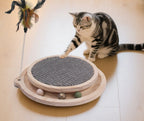 Jouet interactif avec griffoir et plumes en bois pour chat