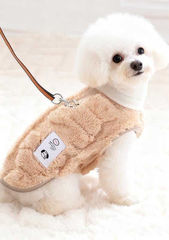 Gilet chaud en polaire avec anneau de laisse pour chat ou petit chien