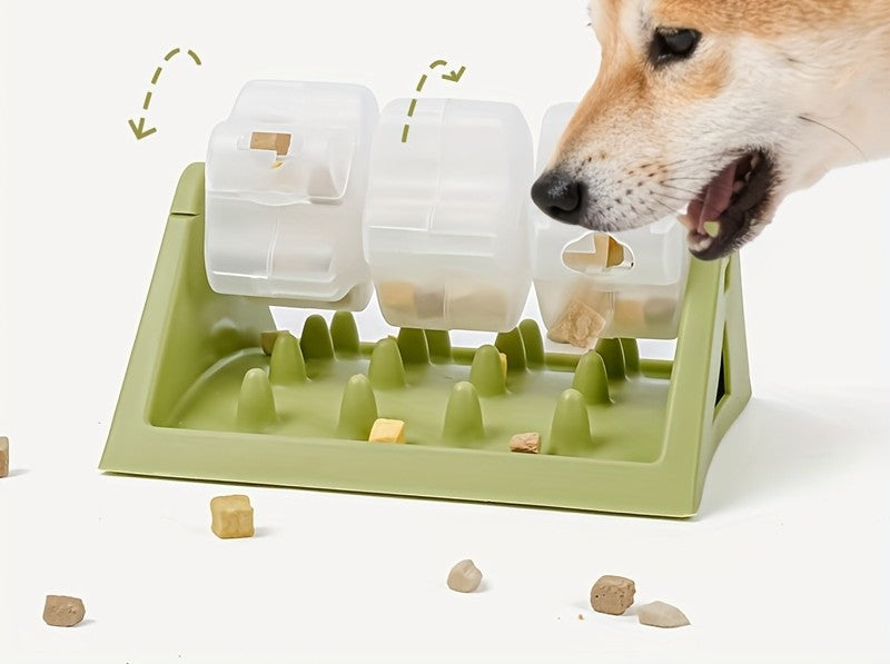Jouet triangulaire distributeur de friandises interactif pour petit chien et chat