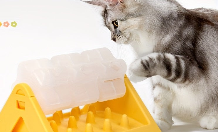 Jouet triangulaire distributeur de friandises interactif pour petit chien et chat