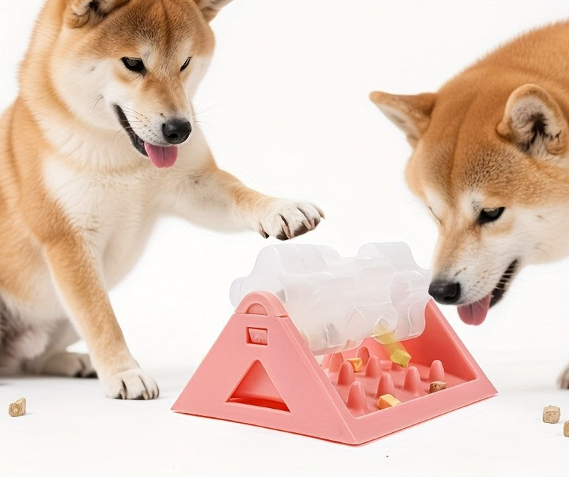 Jouet triangulaire distributeur de friandises interactif pour petit chien et chat