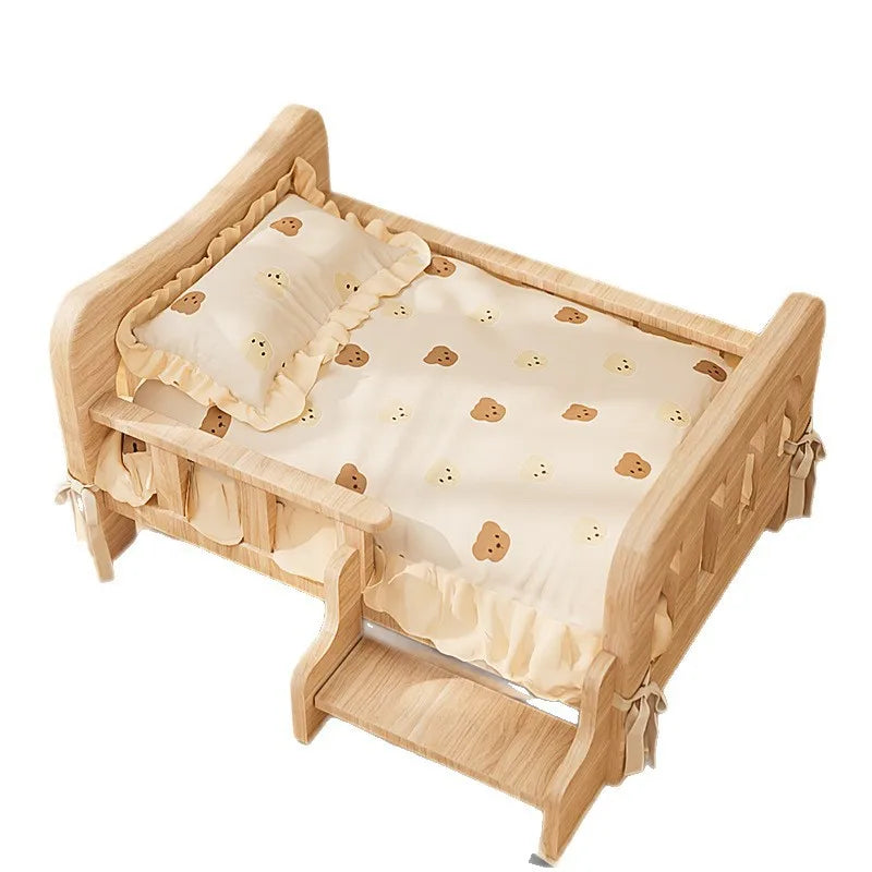 Lit en bois massif toutes saisons - chien et chat