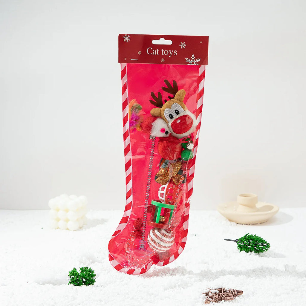 Chaussette de Noël Contenant Jouets pour Chat