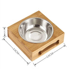 Gamelle en bambou avec bol inox - chien & chat