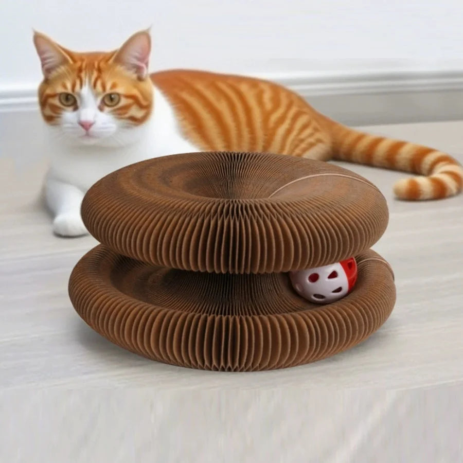 Griffoir rond pliable pour chat avec balle