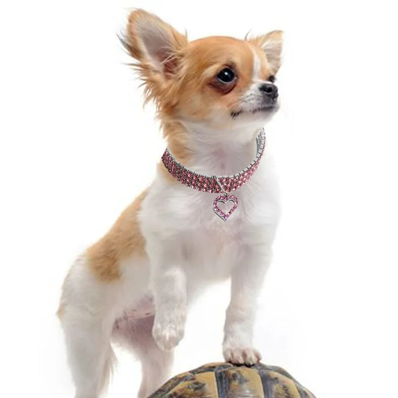 Collier strass cœur - chat ou petit chien