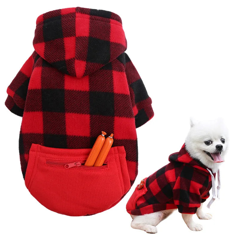 Sweat-shirt à capuche à carreaux - chien ou chat