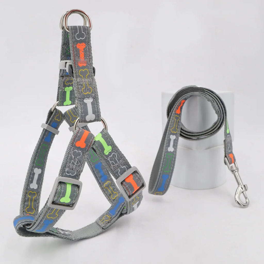 Harnais motif os avec laisse - chien