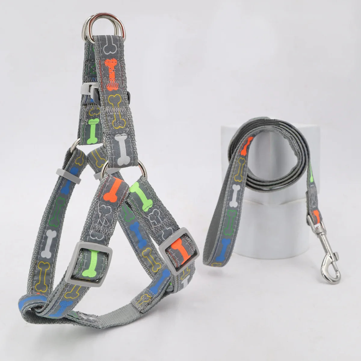 Harnais motif os avec laisse - chien
