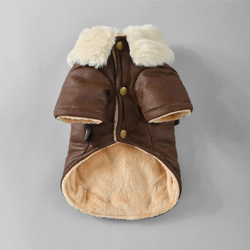 Veste d’hiver chaude effet cuir - chien et chat