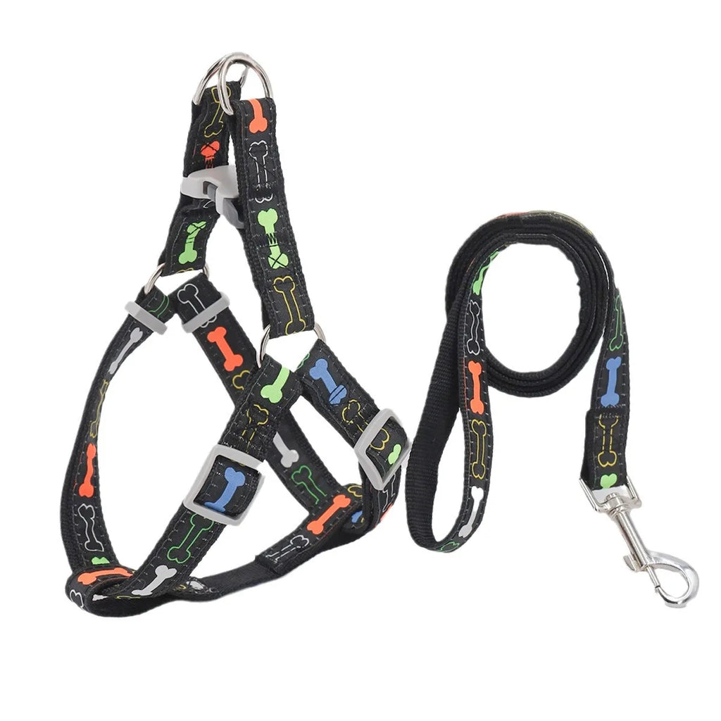 Harnais motif os avec laisse - chien
