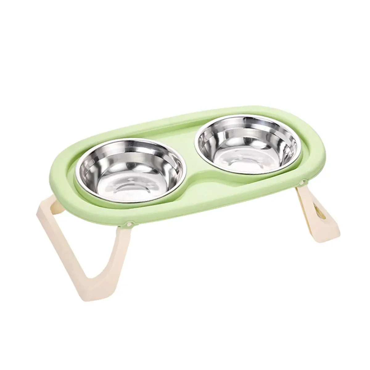 Bol double surélevé en inox avec support en PVC pour chat & petit chien