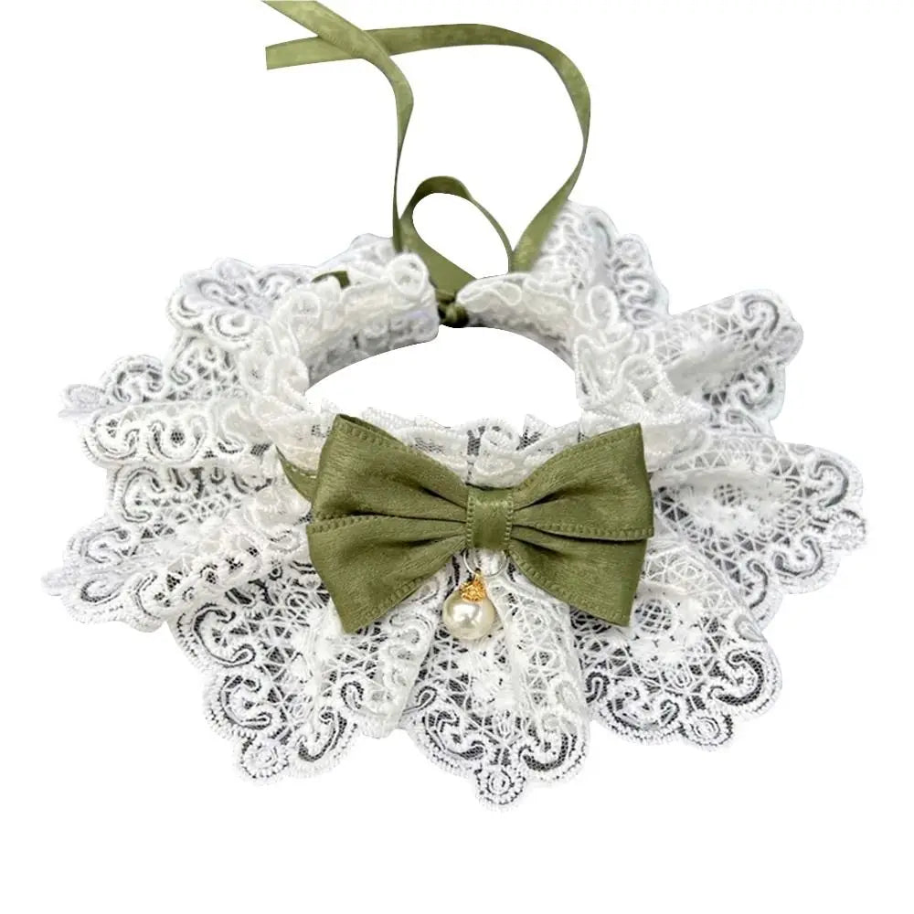 Collier dentelle nœud - chat ou petit chien