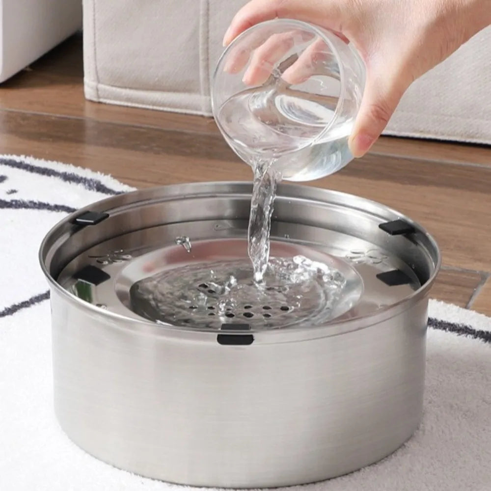 Bol à eau inox avec disque flottant - chien ou chat