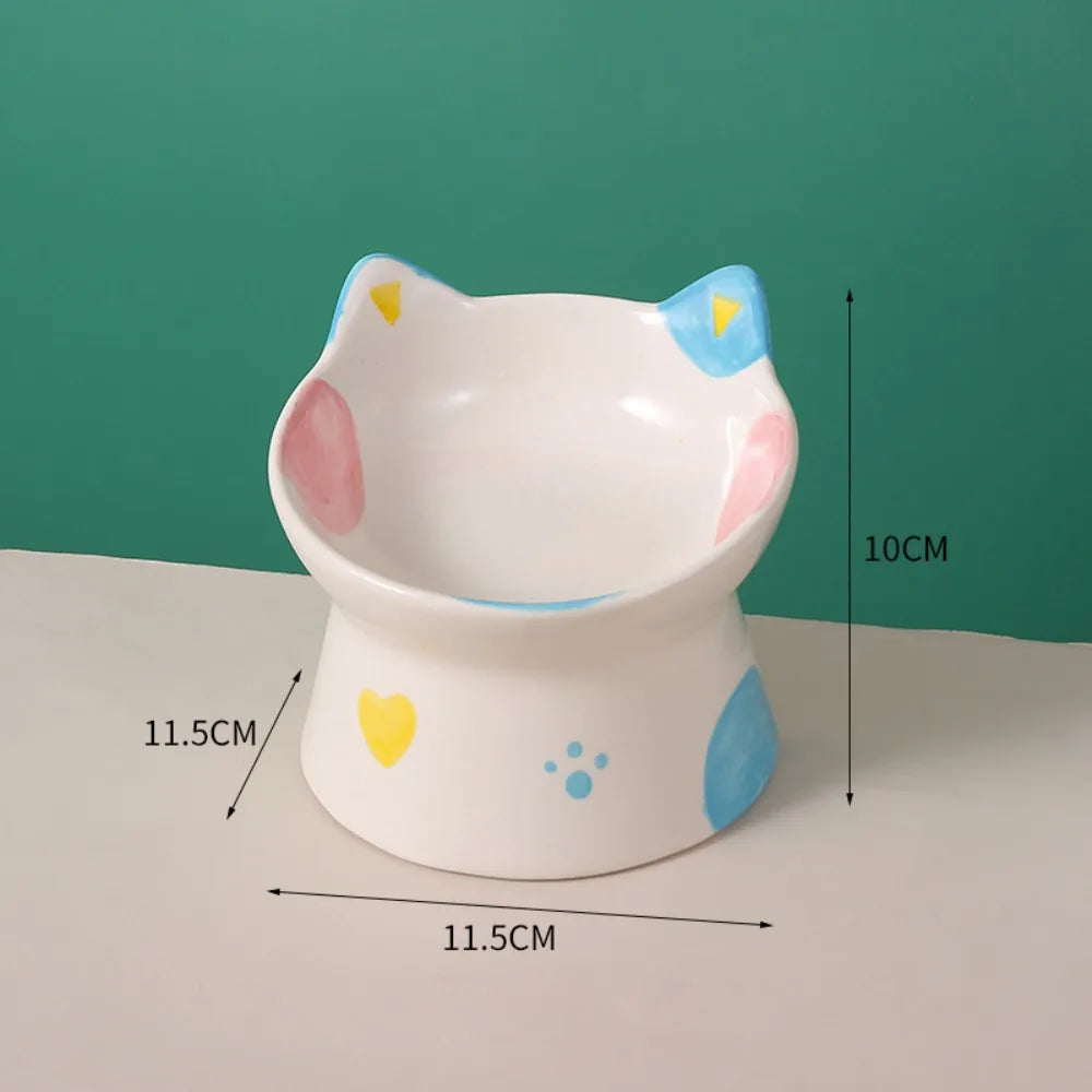 Gamelle surélevée inclinée en céramique - chat