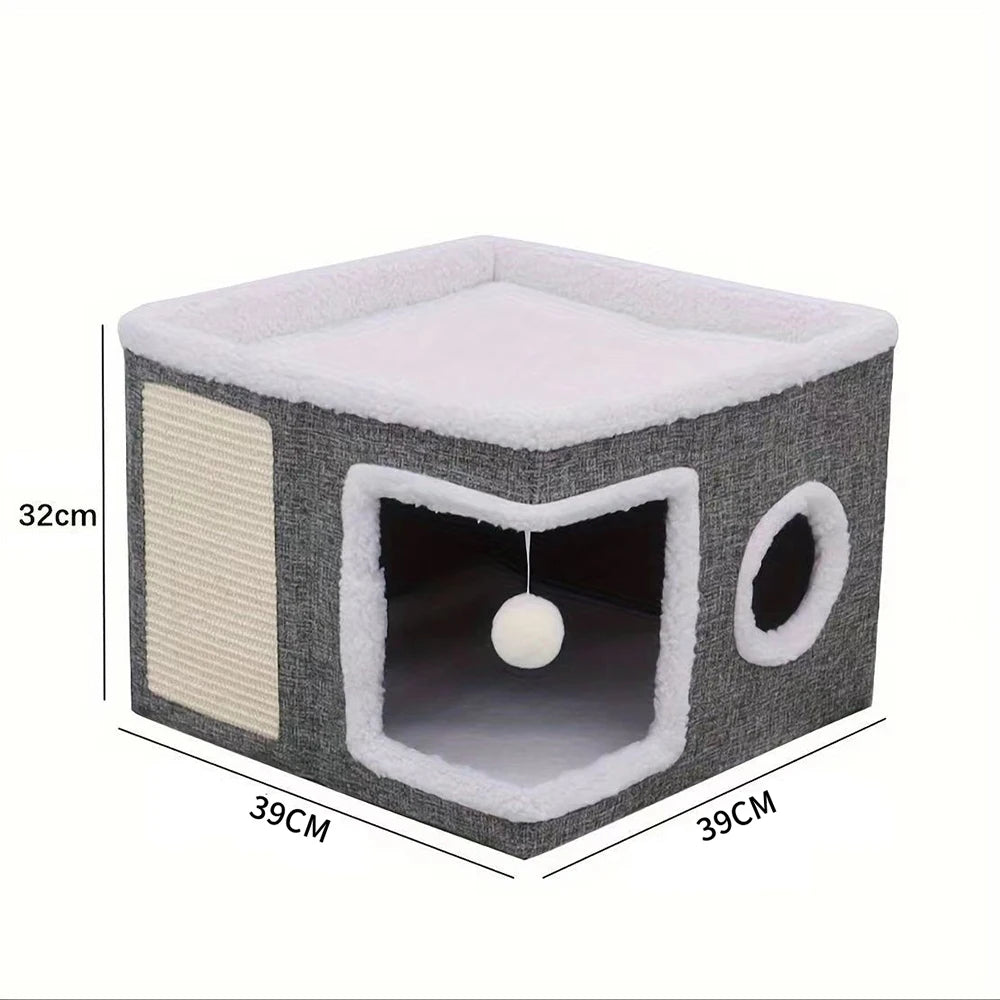 Maison pliable multi-niveaux pour chat et petit chien