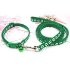 Collier + laisse nylon motif empreintes pour chat et petit chien