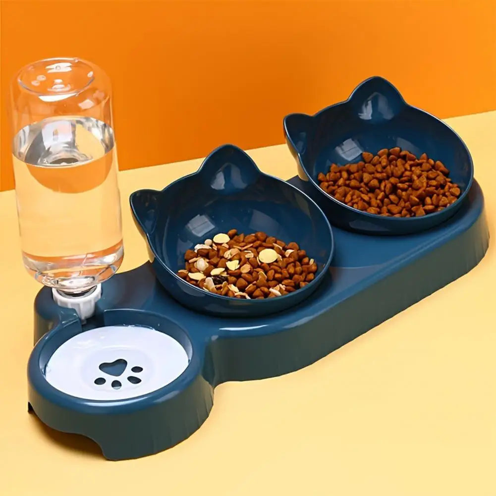 Bol triple 3-en-1 avec distributeur d’eau automatique pour chats et petits chiens