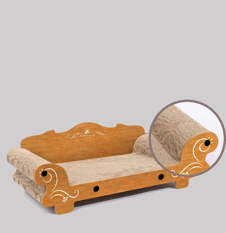 Lit canapé en bois pour chat avec griffoir en carton ondulé