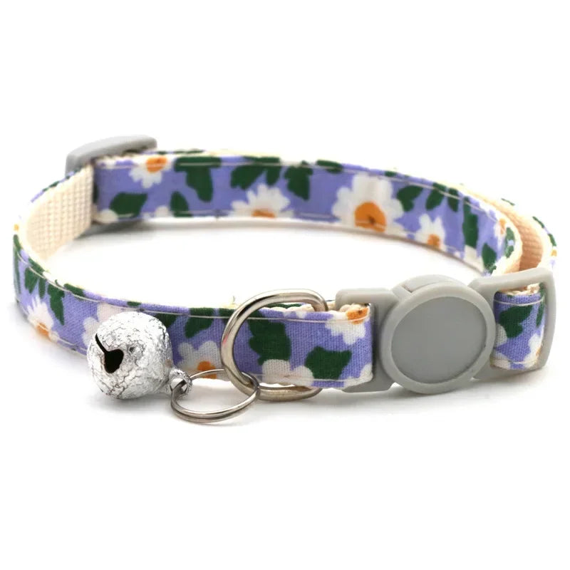 Collier Fleur Réglable avec Clochette pour Petit Chien et Chat