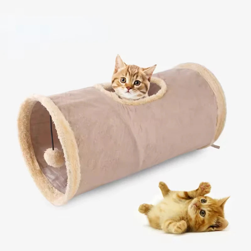 Tunnel en peluche pour chat