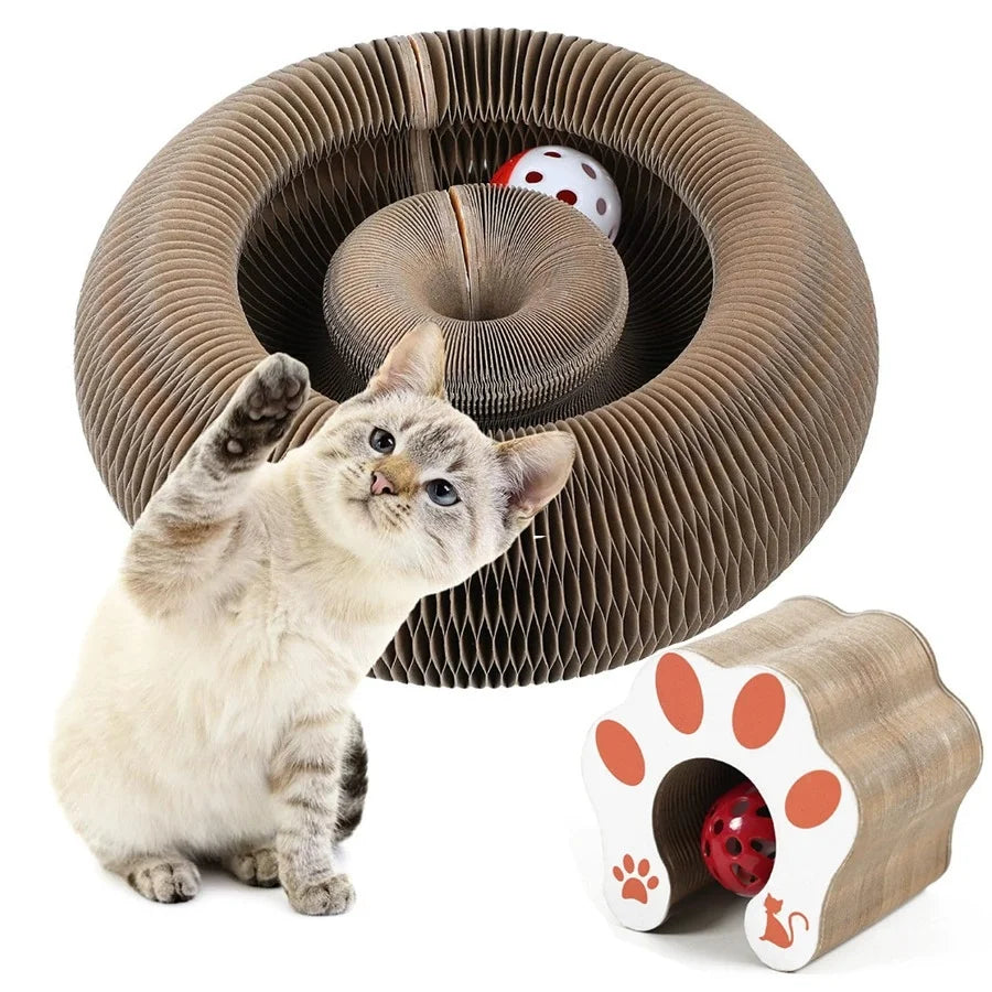 Griffoir rond pliable pour chat avec balle