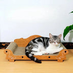 Lit canapé en bois pour chat avec griffoir en carton ondulé