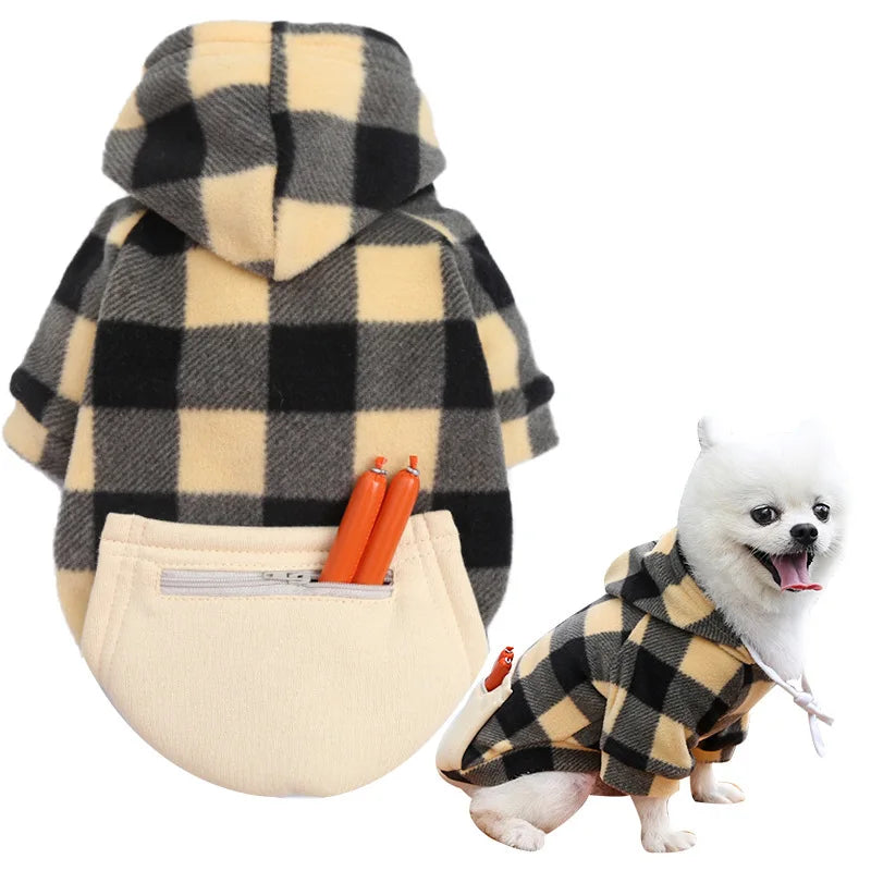 Sweat-shirt à capuche à carreaux - chien ou chat