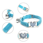 Collier velours cœur strass avec cloche