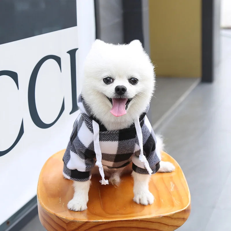 Sweat-shirt à capuche à carreaux - chien ou chat