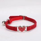 Collier velours cœur strass avec cloche