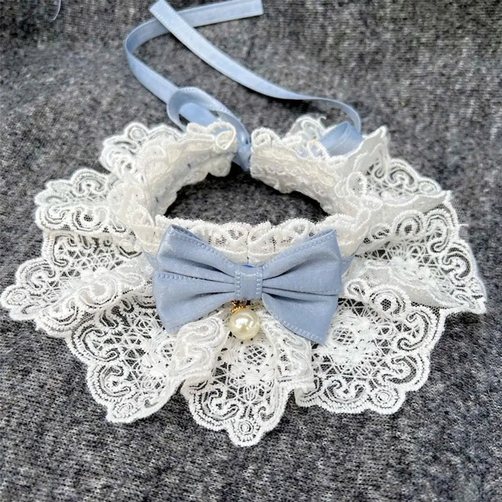 Collier dentelle nœud - chat ou petit chien