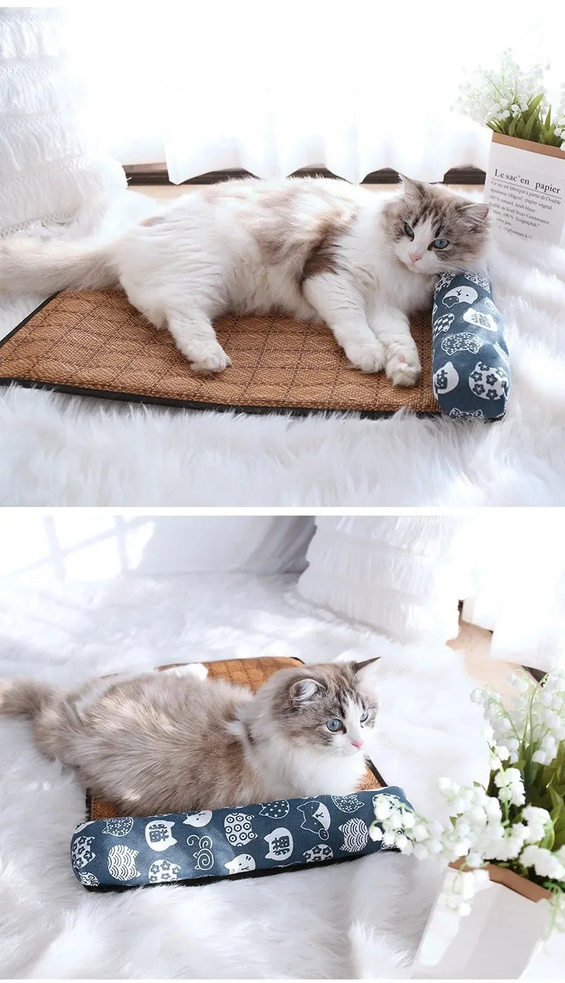 Tapis d’Été en Rotin avec Traversin