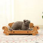 Lit canapé en bois pour chat avec griffoir en carton ondulé