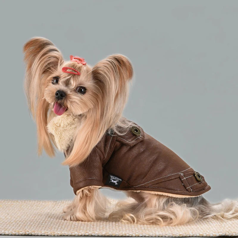Veste d’hiver chaude effet cuir - chien et chat