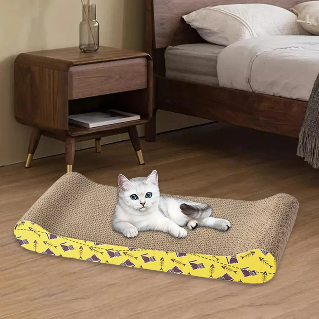 Planche griffoir en carton pour chat avec espace repos