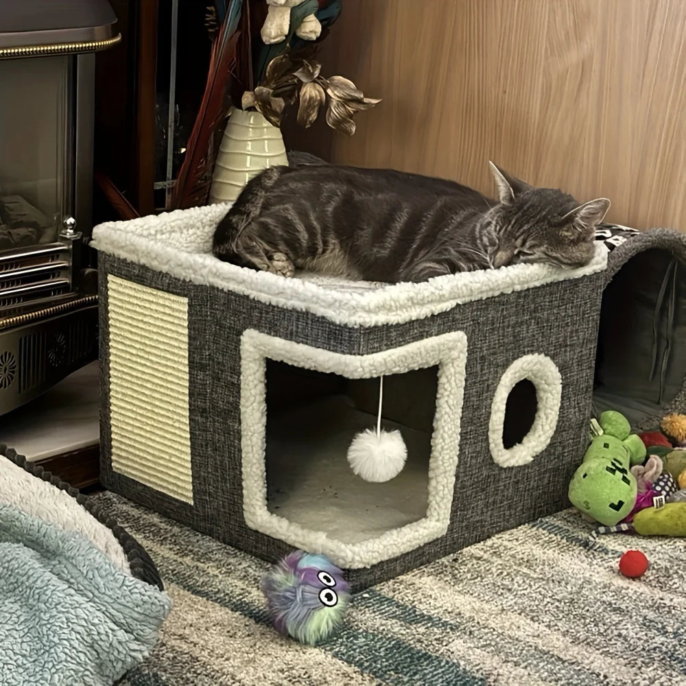 Maison pliable multi-niveaux pour chat et petit chien
